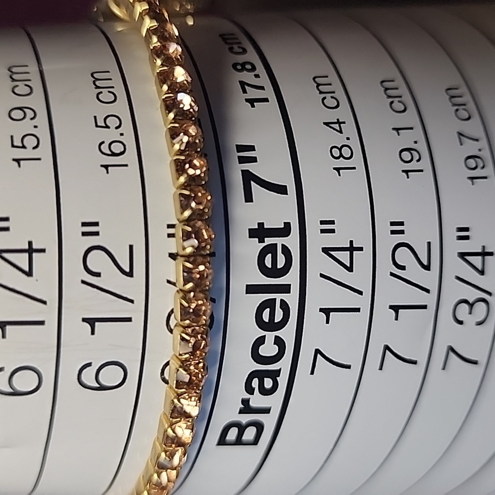 New Diamante Peach, Brass Plated Stretch Bracelet, NWT - Picture 6 of 7